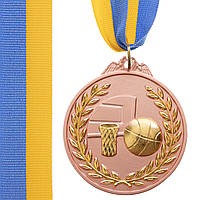 Медаль спортивная с лентой двухцветная Zelart Баскетбол C-4849 цвет бронзовый se