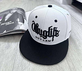 Кепка снепбек (Snapback) Thug Life Білий з чорним 56-61р (9001)