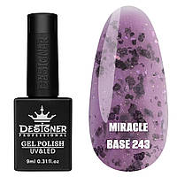 Кольорове базове покриття Miracle base Дизайнер із пластівцями юки для манікюру, 9 мл. 243