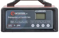 Зарядное устройство Intertool 12В x 5-10-15-20А с режим десульфатации и ЖК-дисплем компактный 1,9 кг tac