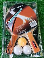 Набір ракеток для пінг понгу 2 ракетки, 3 м'ячики, сітка, тримач для сітки, в слюді  (C65307)