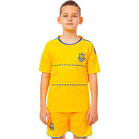 Форма футбольная детская с символикой сборной УКРАИНА Zelart CO-1006-UKR-13 размер xs-22, рост 116 цвет желтый