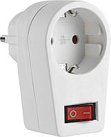 Мережевий адаптер Electraline Білий 1 розетка із заземленням Розетка з вимикачем Адаптер мережевий для дому