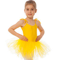 Купальник спортивный для танцев и гимнастики с пышной юбкой Lingo CO-128 размер xl, рост 155-165 цвет желтый