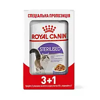 Акція! 3+1! Вологий корм для дорослих стерилізованих кішок ROYAL CANIN STERILIZED JELLY 3+1 шт в подарунок!