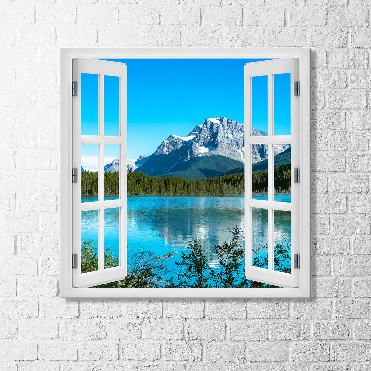 Вікно на озеро Вигляд з вікна Озеро Боу Картина канадське озеро Боу Вікно на горі Картина Озеро Боу Матеріал полотно