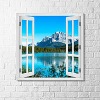 Вікно на озеро Вигляд з вікна Озеро Боу Картина канадське озеро Боу Вікно на горі Картина Озеро Боу Матеріал полотно
