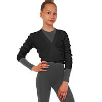 Кофта розігрівальна для гімнастики та танців Zelart CO-9031 розмір xs, зріст 100-110 колір чорний sh
