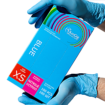 Рукавички нітрилові SanGig, щільність 3.5 г. - блакитні (100 шт), фото 2