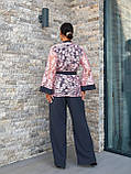 Жіночий гарний костюм трійка штани + блуза + кардиган Тканина креп дайвінг + мереживо Розмір 46-48,50-52,54-56, фото 5