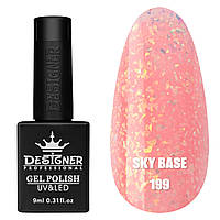 Кольорове базове покриття Sky base Дизайнер із пластівцями Юки для манікюру, 9 мл.199