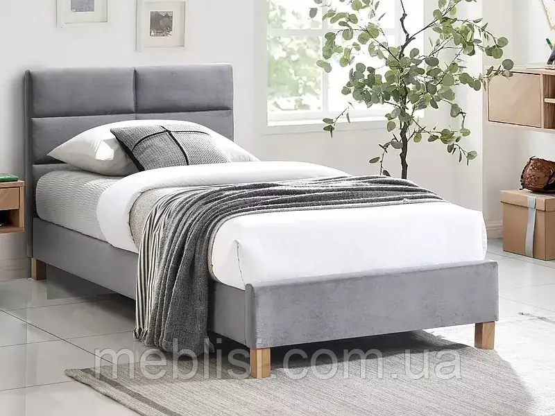 Ліжко 90x200 SIERRA VELVET tap.03 світло сірий (Signal)