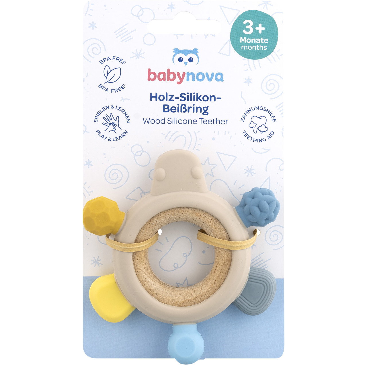 Прорізувач для зубів  "Зірка" дерево-силікон, 3 + Baby-Nova дівчинка/хлопчик