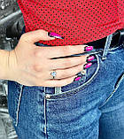 Срібна каблучка "Чистий блиск" з білим цирконієм покрита родієм, фото 3