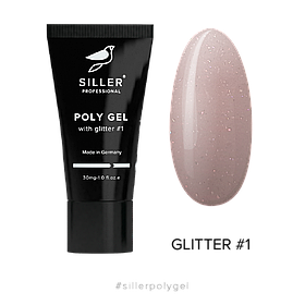 Полігель Siller Poly Gel with glitter №1 – блідо-персиковий з глітером, 30 мл