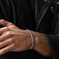 Чоловічий срібний металевий браслет, ланцюжок на руку, сталевий