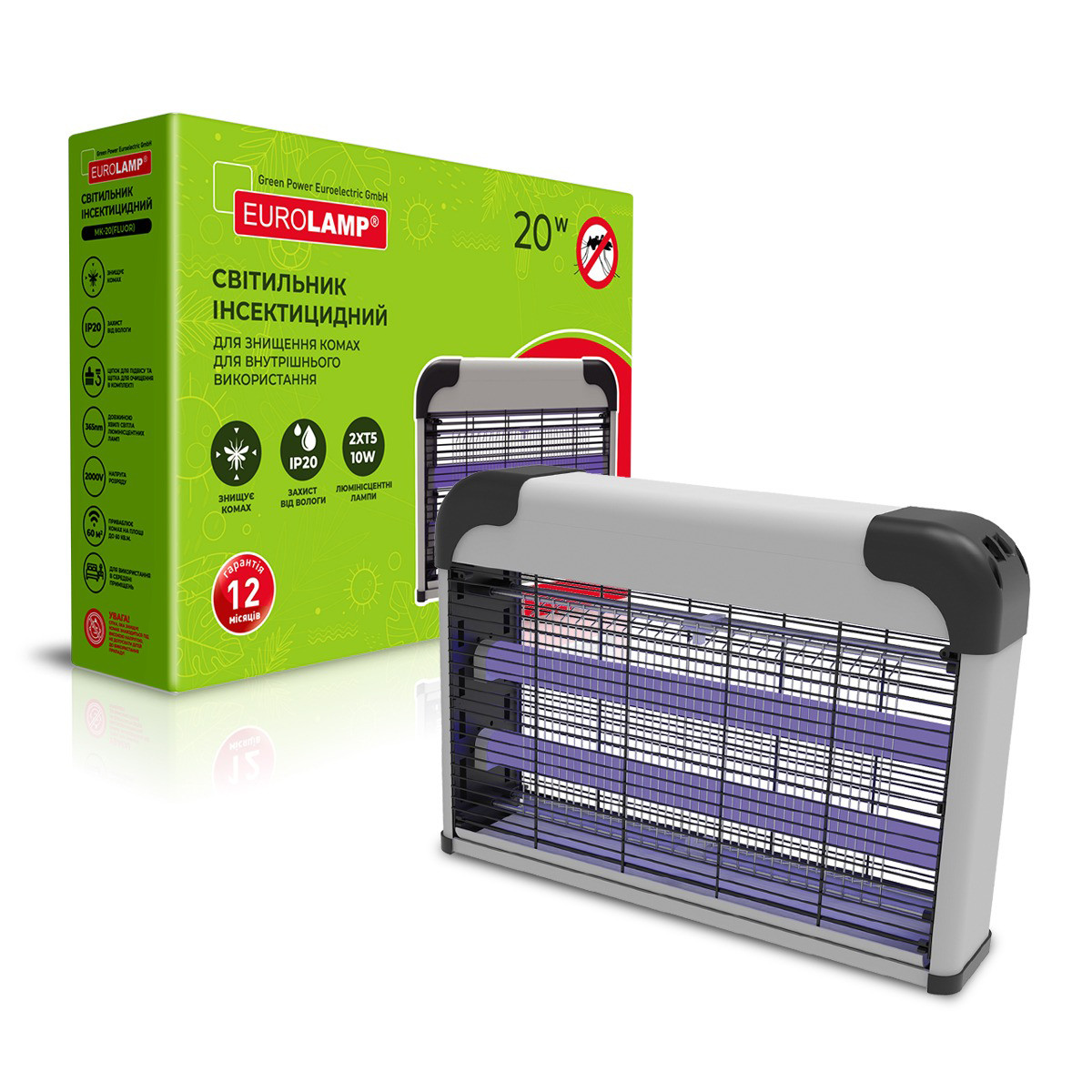 Світильник для знищення комах Eurolamp інсектицидний 20W IP20 MK-20(FLUOR)