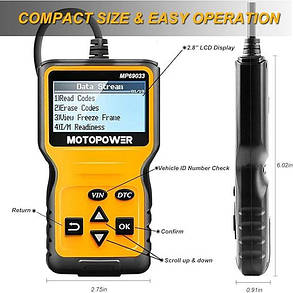 Автомобільний сканер MOTOPOWER MP69033 OBD2, фото 4