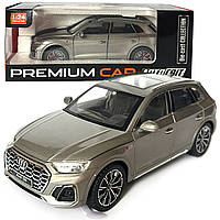 Машинка металлическая Audi Q5 Ауди серебро 1:24 звук свет инерция откр двери багажник капот резиновые колеса
