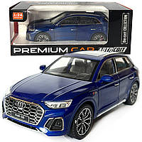Машинка металлическая Audi Q5 Ауди синяя 1:24 звук свет инерция откр двери багажник капот резиновые колеса