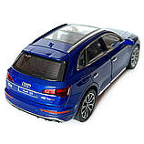 Машинка металева Audi Q5 Ауді синя 1:24 звук світло інерція відкр двері багажник капот гумові колеса 20*8,5*8см (AP-2014), фото 4