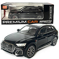 Машинка металлическая Audi Q5 Ауди черная 1:24 звук свет инерция откр двери багажник капот резиновые колеса