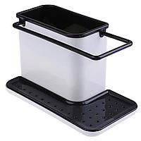 Кухонний пластиковий органайзер на мийку Daily Use 3 в 1 Біло-чорний Органайзер на кухню