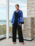 Жіночий гарний костюм трійка штани + блуза + кардиган Тканина креп дайвінг + мереживо Розмір 46-48,50-52,54-56, фото 2
