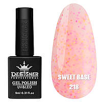 Камуфлююче базове покриття Sweet base Дизайнер із кольоровою крихтою для манікюру, 9 мл. Ніжно-рожевий 218