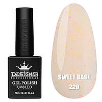Камуфлююче базове покриття Sweet base Дизайнер із кольоровою крихтою для манікюру, 9 мл. Слонова кістка 220