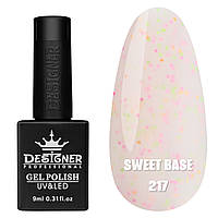 Камуфлююче базове покриття Sweet base Дизайнер із кольоровою крихтою для манікюру, 9 мл. Молочний 217