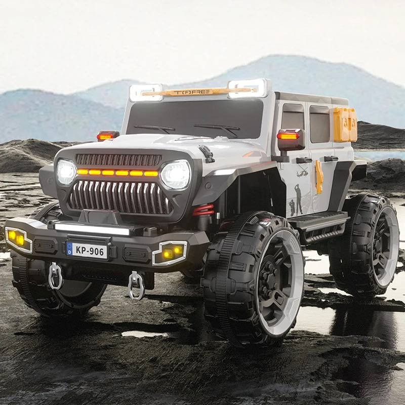 Дитячий електромобіль на акумуляторі Jeep Wrangler з пультом радіокерування для дітей 3-8 років Сірий