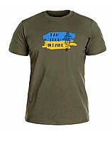 Тактична бавовняна футболка ЗСУ з принтом олива