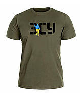 Тактическая хлопковая футболка ВСУ с принтом олива