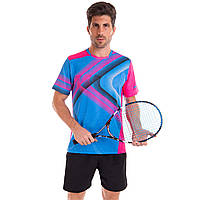 Комплект одежды для тенниса мужской футболка и шорты Lingo LD-1837A размер 2xl цвет голубой-розовый sh