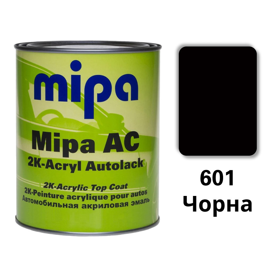 601 Чорна Акрилова авто фарба Mipa 1 л (без затверджувача)