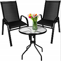 Комплект садовой мебели для дачи сада балкона стол 2 стула Iso Trade черный Польша