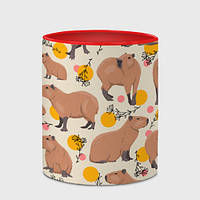 Чашка Милая капибару паттерн 330 мл (цвет чашки на выбор)