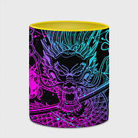Чашка с принтом «Неоновые драконы neon dragon брызги красок» (цвет чашки на выбор)