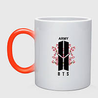 Чашка с принтом хамелеон «BTS army» (цвет чашки на выбор)