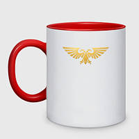 Чашка с принтом двухцветная «Warhammer 40 000 Aquila Gold» (цвет чашки на выбор)