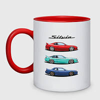 Чашка с принтом двухцветная «Silvia Family» (цвет чашки на выбор)