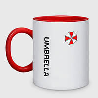 Чашка с принтом двухцветная «Umbrella Corp+спина» (цвет чашки на выбор)