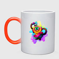 Чашка с принтом хамелеон «Отис из Бравл Старс» (цвет чашки на выбор)