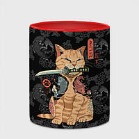 Чашка с принтом «Кот самурай - Якудза» (цвет чашки на выбор)