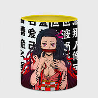 Чашка с принтом «Незуко тян Ahegao Клинок рассекающий демонов иероглифы» (цвет чашки на