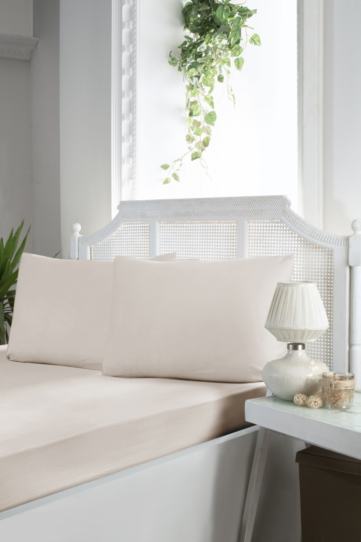 Простирадло на резинці сатин з наволочками First Choice Satin Fitted Champagne, фото 1