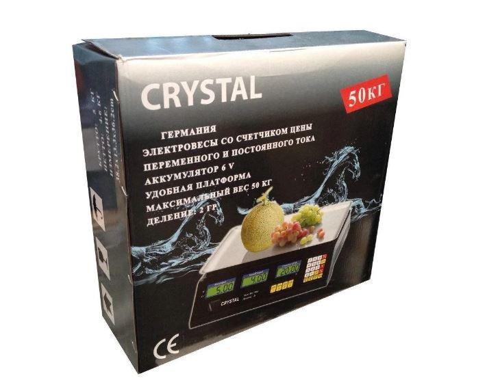 Весы электронные торговые со счетчиком цены Crystal CT-500 до 50 кг дубл - фото 3 - id-p2186870214