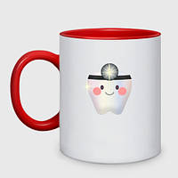 Чашка с принтом двухцветная «Подарок стоматологу» (цвет чашки на выбор)