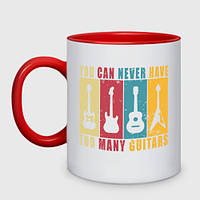 Чашка з принтом двоколірна «Гітар не буває багато» (колір чашки на вибір)